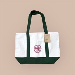 Trader Joe's Classic White and Green Tote Bag